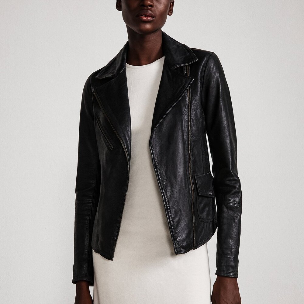 Mexx 100% Lambskin Y2K Biker Leather Jacket size 8